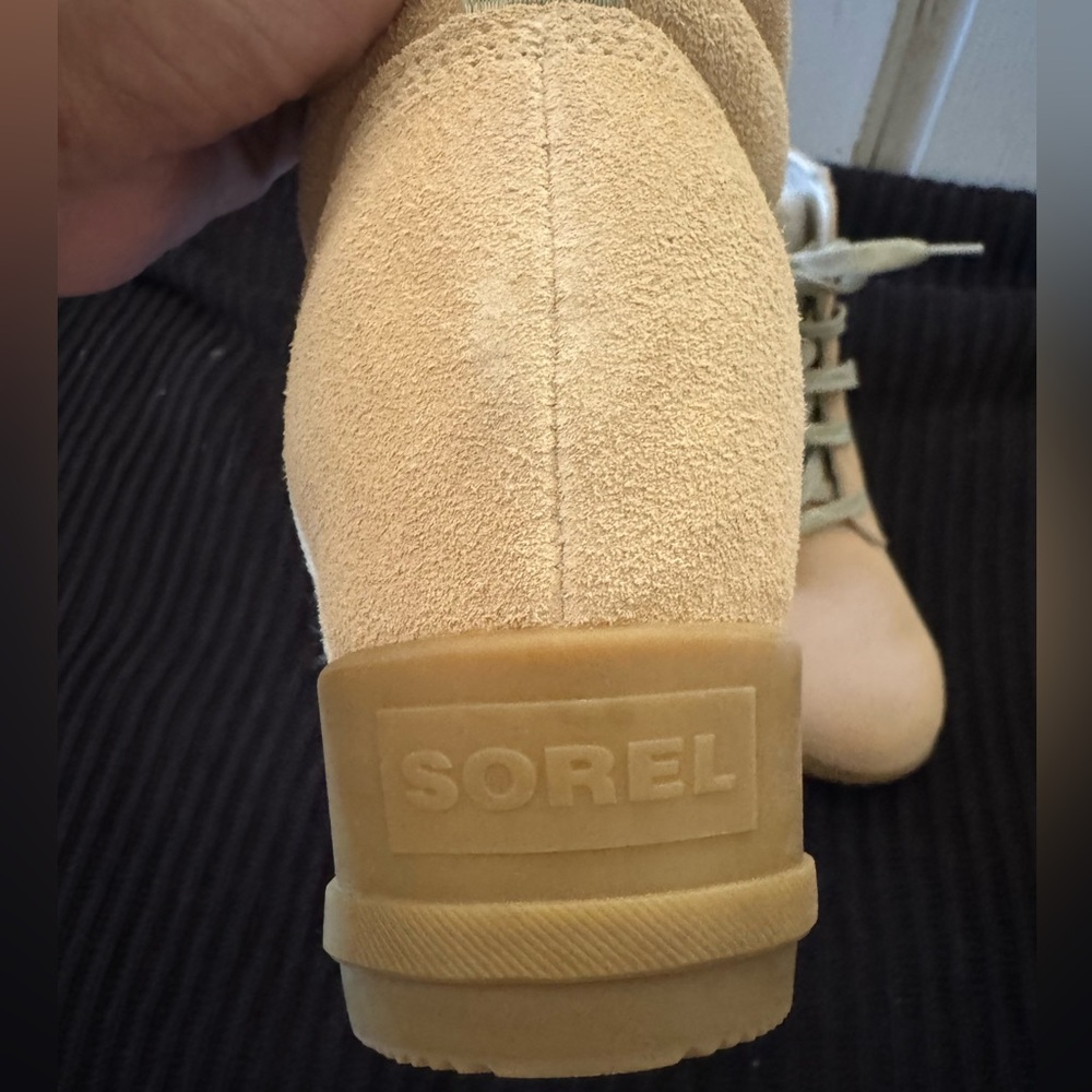 Sorel Evie wedge lace up bootie, Natural, mint, gray women’s 9 - Picture 5 of 11